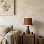 iHavora Modern Bedside Table Lamp – Linen Shade, Black Metal Base