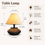 iHavora Farmhouse Ceramic Table Lamp – Black Base, Linen Shade