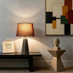 iHavora Modern Bedside Table Lamp – Linen Shade, Black Metal Base