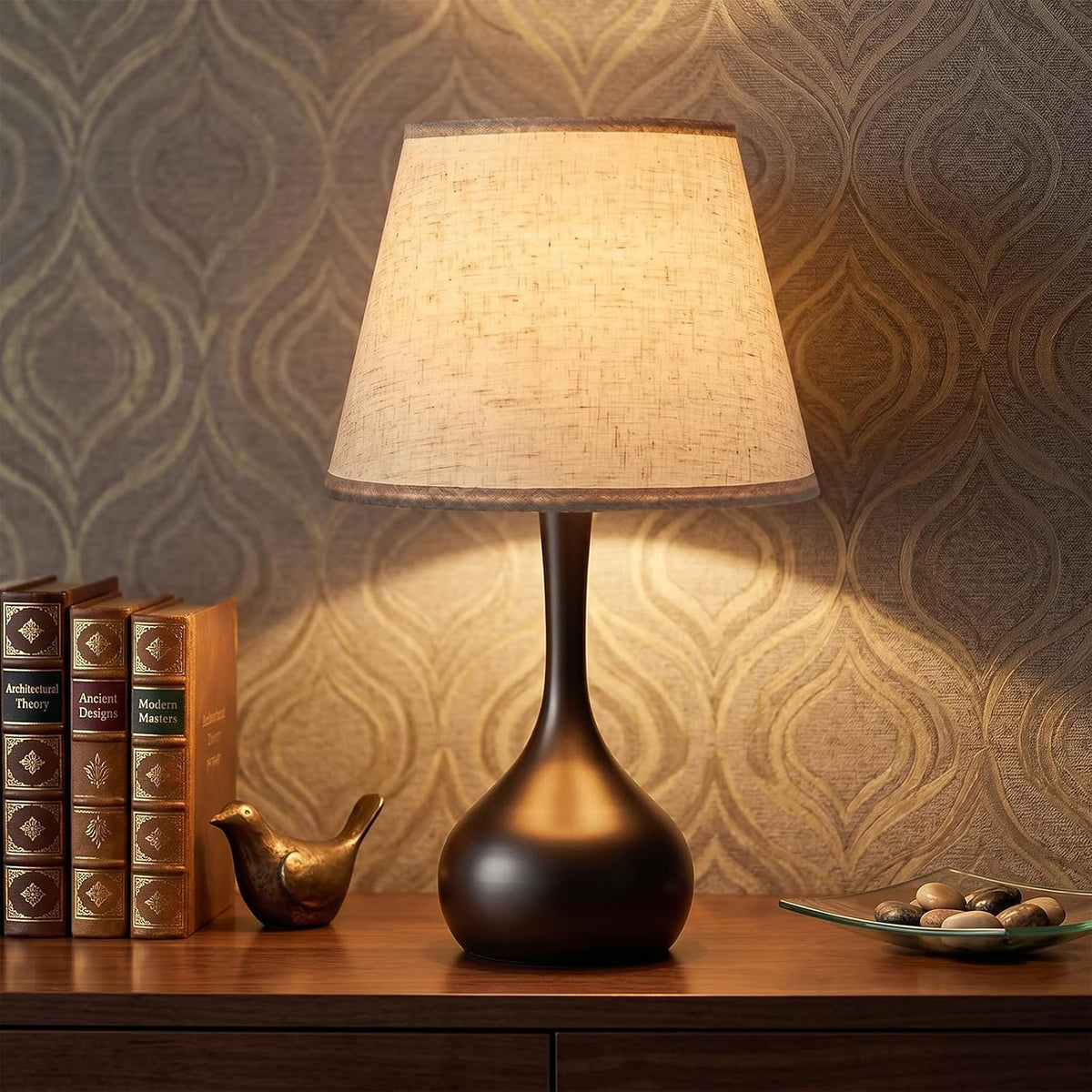 iHavora Touch Bedside Table Lamp – 3-Way Dimmable with Fabric Shade