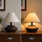 iHavora Farmhouse Ceramic Table Lamp – Black Base, Linen Shade