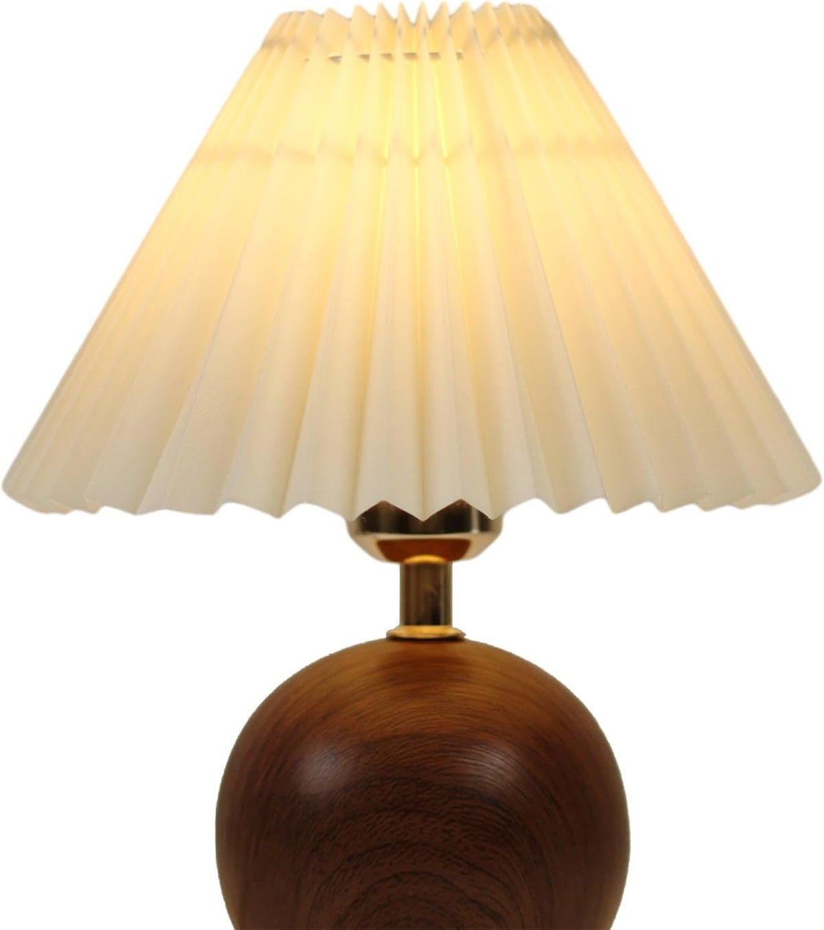 iHavora Ceramic Globe Table Lamp – Walnut Base, Beige Shade