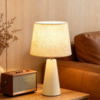 iHavora Modern Bedside Table Lamp – Linen Shade, Black Metal Base