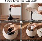 iHavora Touch Bedside Table Lamp – 3-Way Dimmable with Fabric Shade