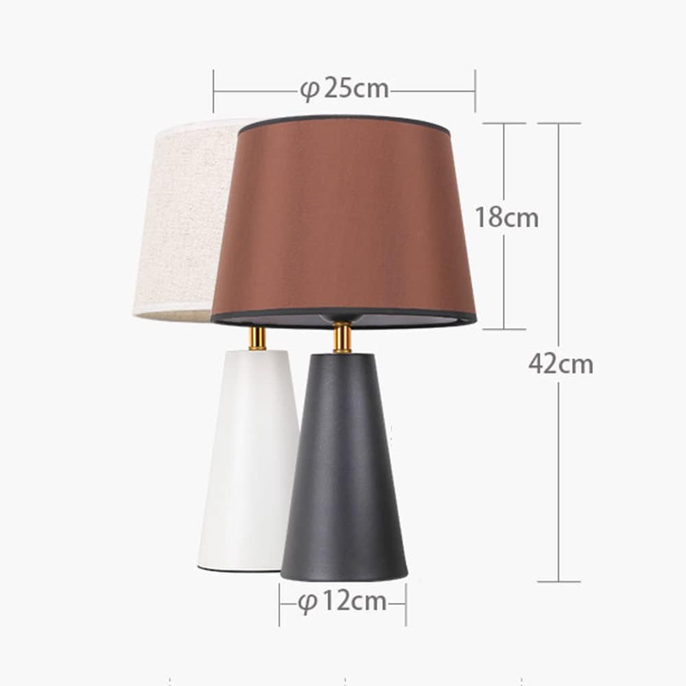 iHavora Modern Bedside Table Lamp – Linen Shade, Black Metal Base