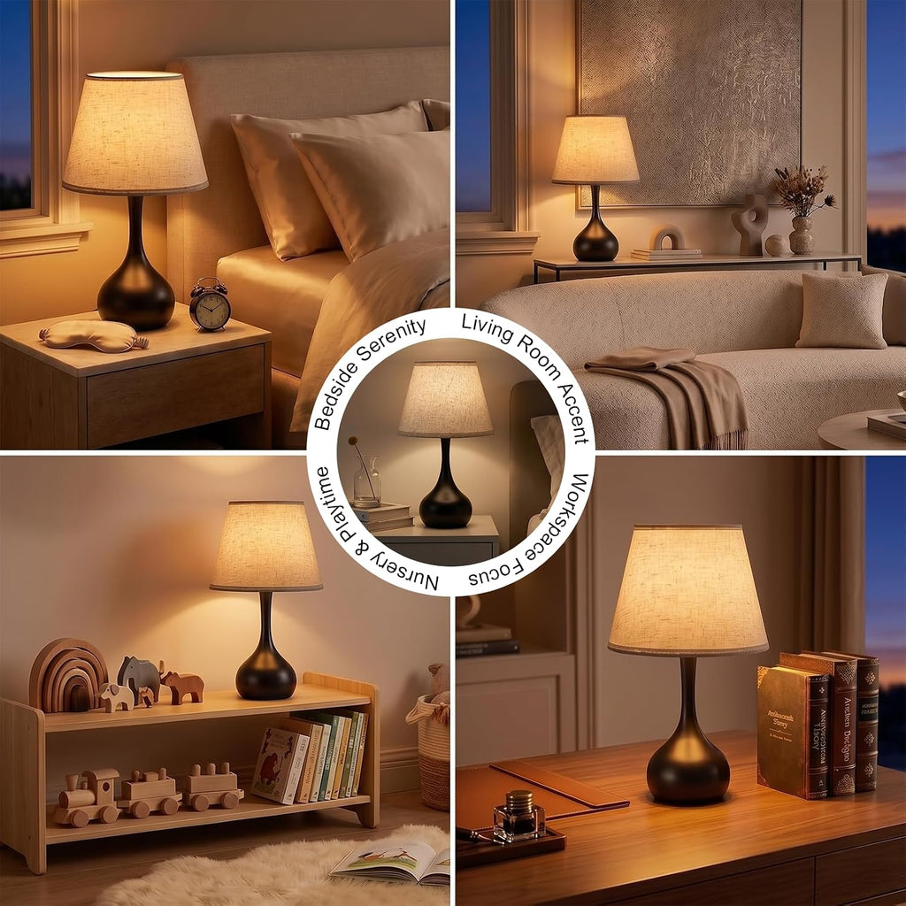 iHavora Touch Bedside Table Lamp – 3-Way Dimmable with Fabric Shade